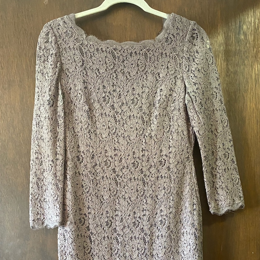 Adrianna Papell Dress, Size 10, Nude, Lace Dress, Sleeves